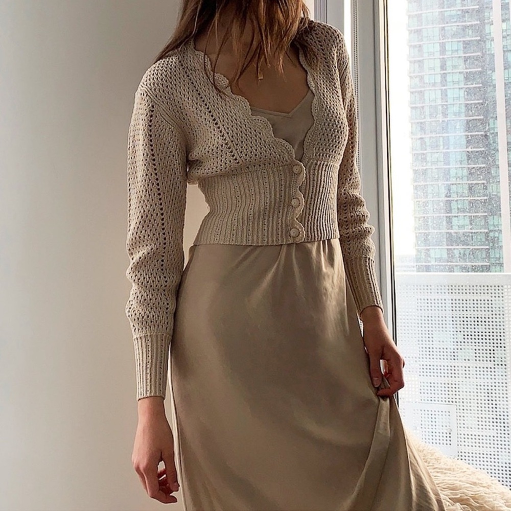 Aritzia Wilfred Crochet Caraway Cardigan Size S
